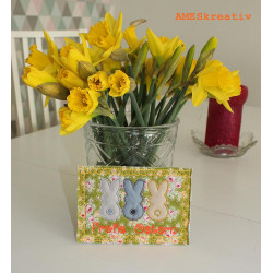 Stickdatei ITH - Postkarte Hasenreihe Frohe Ostern